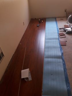 Laminate floor and tile.