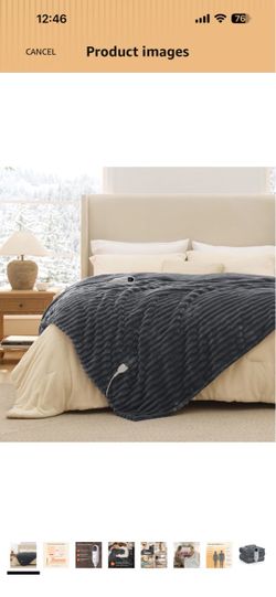Bedsure Thick Heated Blanket Full Size, Electric Throw with Preheat, Grey Fast Heating, 6 Heat/6 Timer (Up to 10H) Settings, 8H Auto Shut Off, ETL&FCC