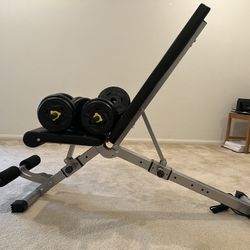 Adjustable Bench + Dumbbell Set – Like New