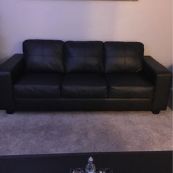 Black Leather Sofa 