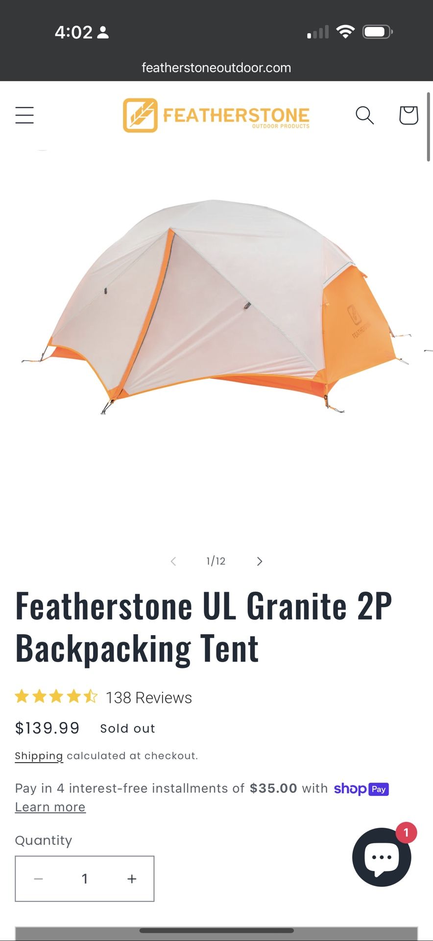 Featherstone 2P Backpacking Tent