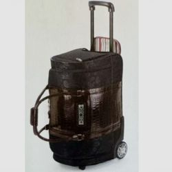 Brighton Side Wheeler Duffel Bag XL Brown Croc Floral Print Lining Carry On