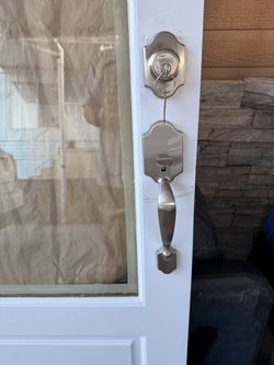 35.5” X 79.5 solid wood door with glass center