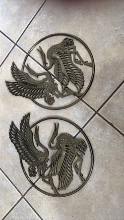 Crane Wall Art Plaques Set of 2