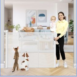 42 Inch Extra Tall Retractable Baby Gates with Reinforced Strips 55 Inch Wide Outdoor Retractable Dog Gate No Sag Extra Tall Baby Gate for Doorway Ant