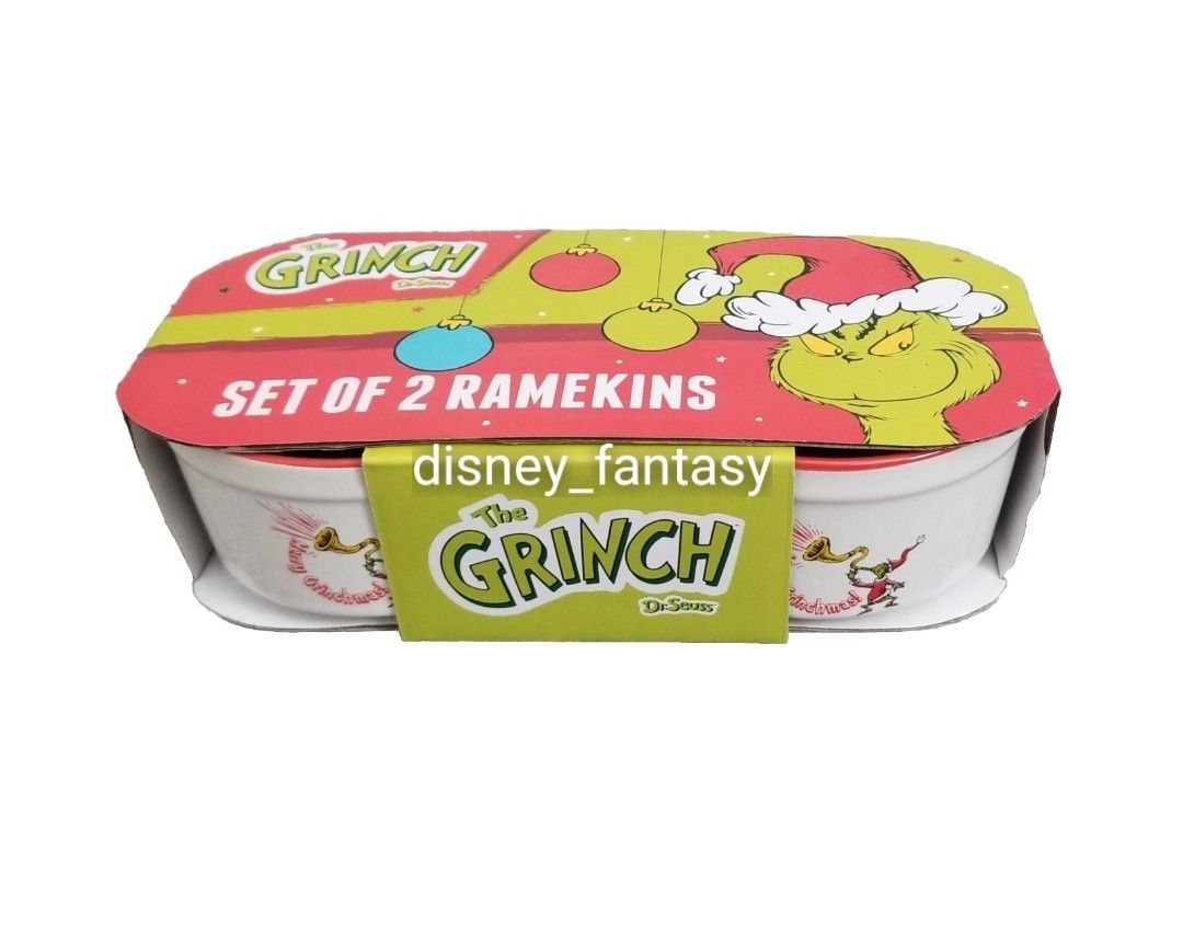 Dr. Seuss The Grinch Ramekin Set of 2 Ceramic 2023 Small Baking Dish Souffle