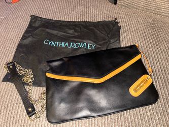 Cynthia Rowley Black & Tan Envelope Convertible Clutch / Crossbody Bag with Dust Bag