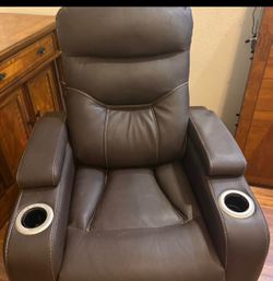 LED Lighted Recliner with Dual Open Storage Arm Rest & Lighted Cupholders