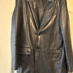Mens Black Leather Sports Coat Jacket