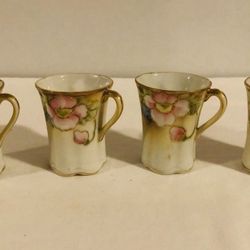 Vintage Hand Painted Tea 4 Cups Floral Design