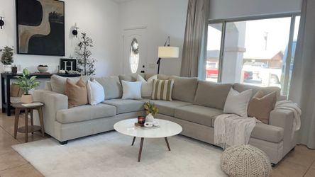 Beige sectional couch