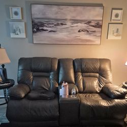 Electric Leather Loveseat 