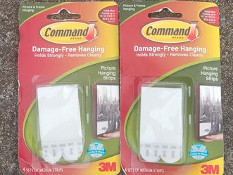 Two Pack 3M Command Picture Hanging Strips White Medium 17201-4PK-ES