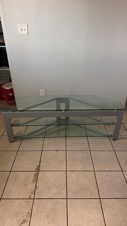 Glass and Silver Metal TV Stand