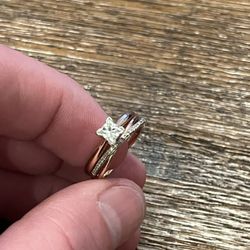 3/4 Carat Princess Cut Diamond Rose Gold Engagement and Wedding Ring 