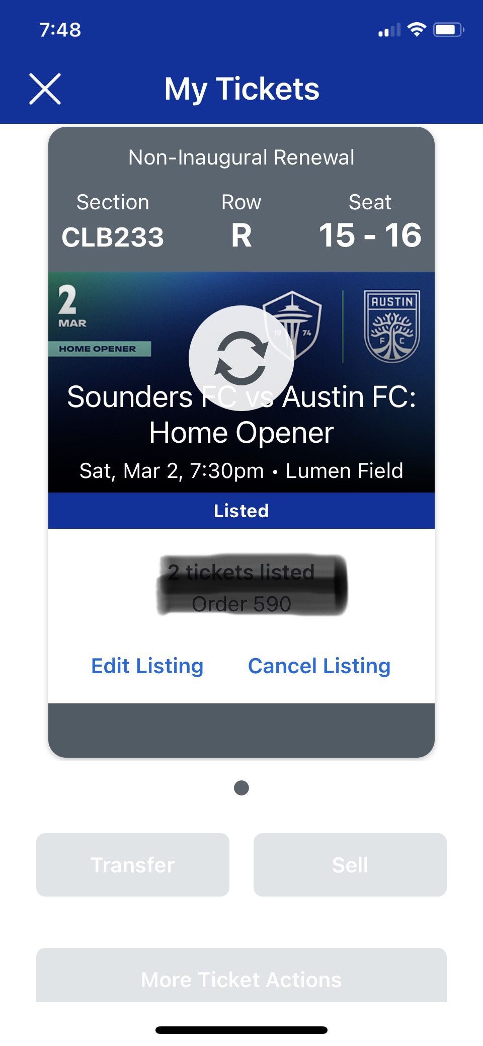 2 Sounders Tickets 3/2/24