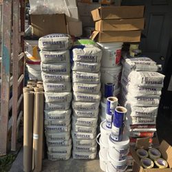 Thinset Mortar , Paper , Waterproof, Tape .