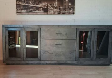 Restoration hardware metal media console. Sideboard