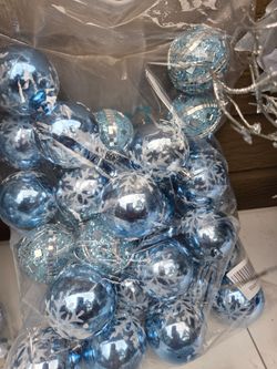 Blue Christmas Ball Ornaments Set, please read description.