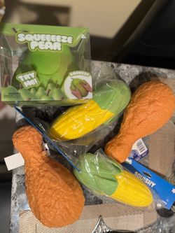 Jumbo Squishy Fried Chicken Leg, Corn, and Pear Fidget Toy