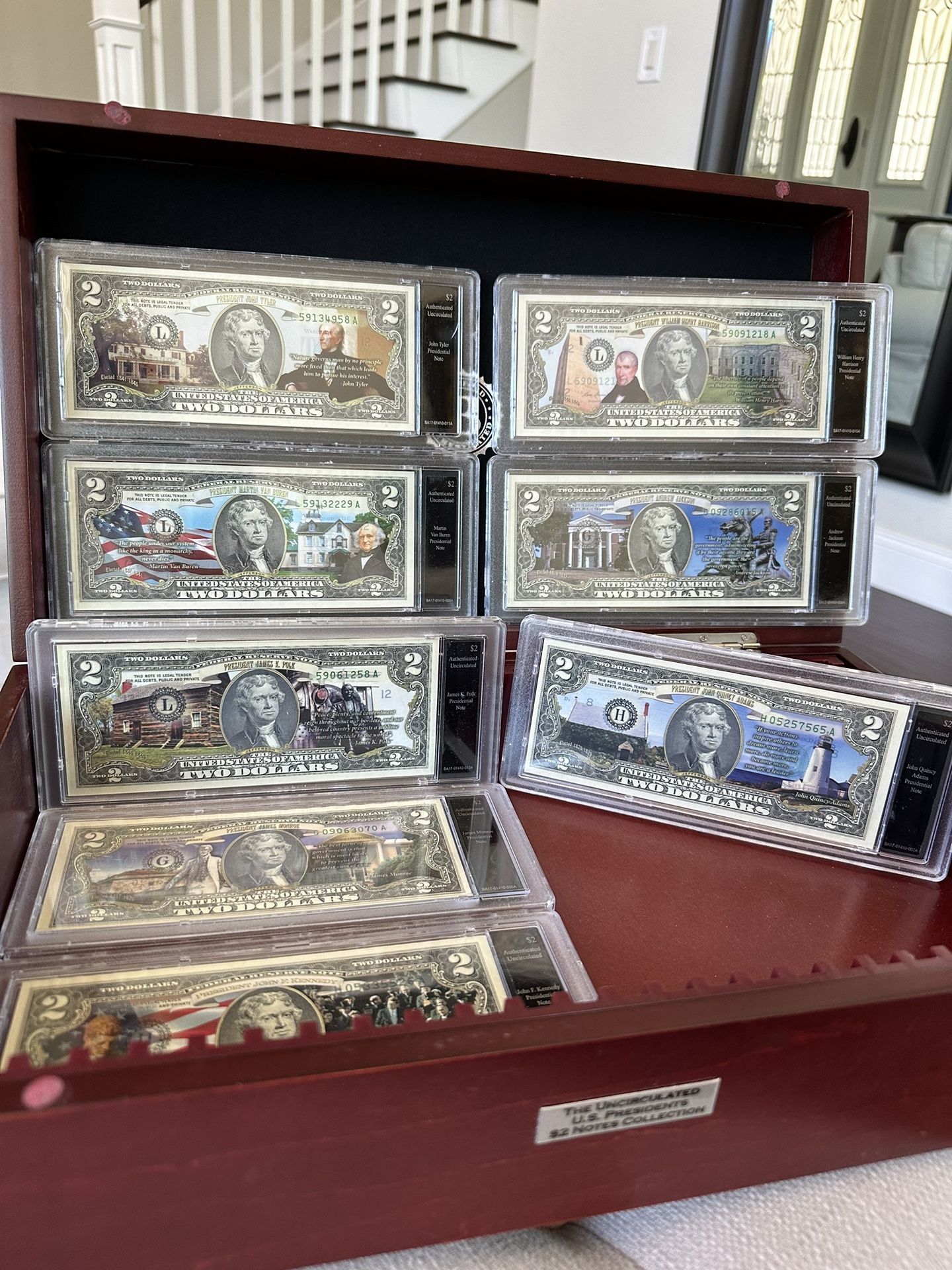 Bradford Exchange Colorized Uncirculated $2 Bill Collection — In Wooden ...