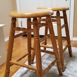 Counter height Oak Bar Stools.  Price for Both 