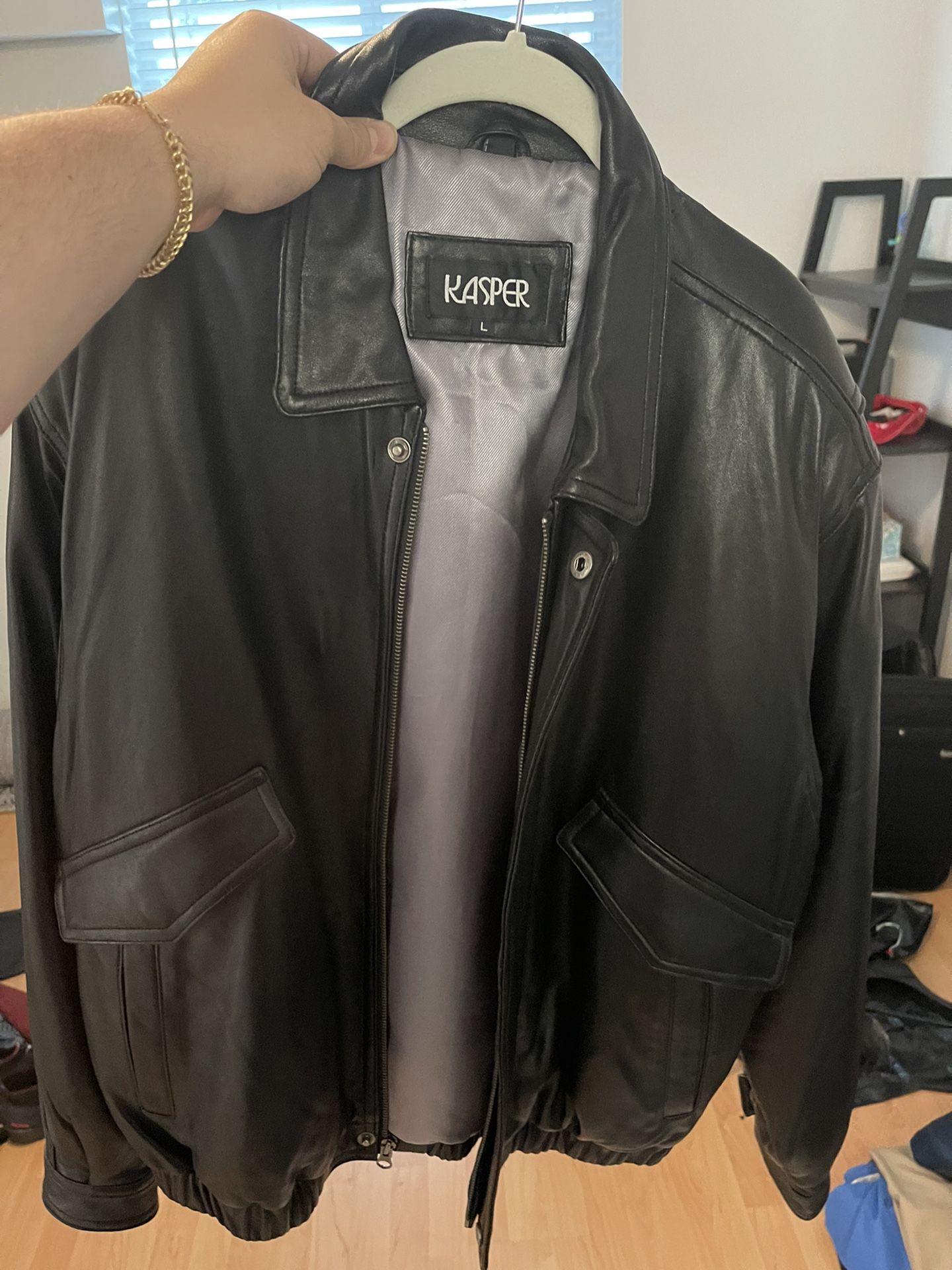 Kasper Sz Large Leather Jacket