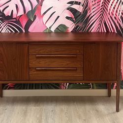CB2 Mid-Century Modern Sideboard / Credenza – Warm Walnut Finish