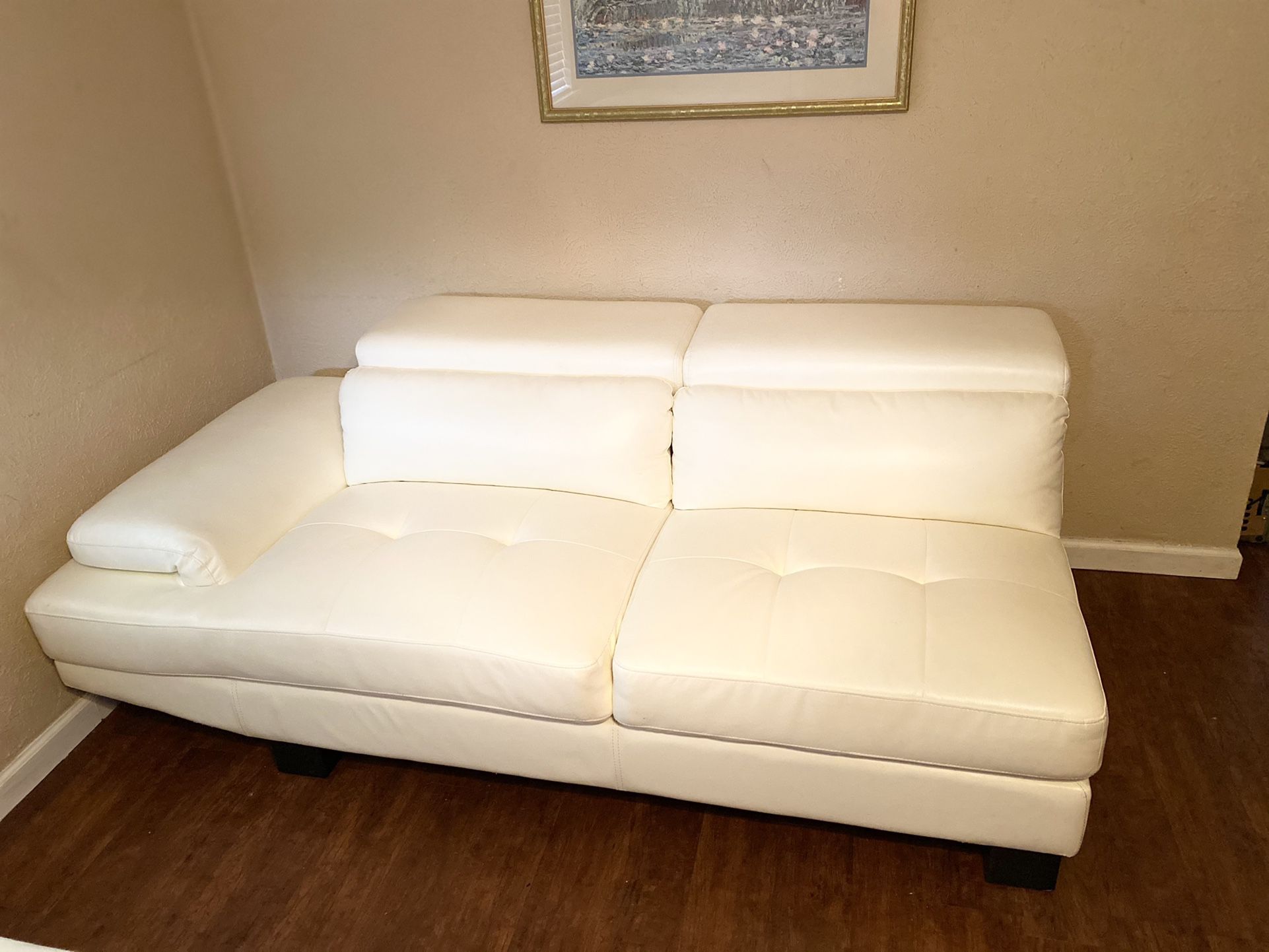 White Leather Sofa And Love Seat .