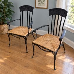 Italian-Style Iron & Rush Chairs โ Set of 2