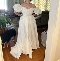 Vintage White Taffeta Bride Ballroom Dress