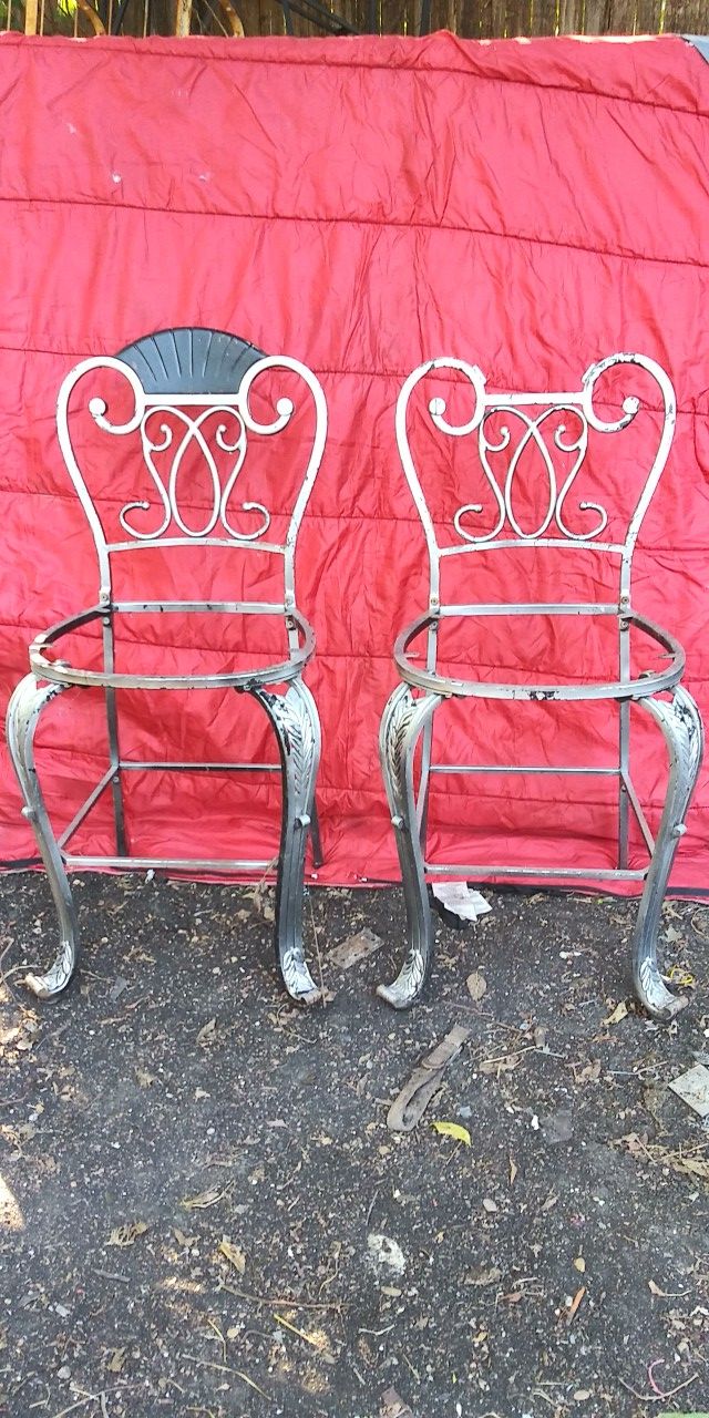 Set of (4) Art Deco Look Metal & Wood Chairs