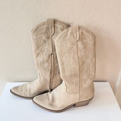 Nude Suede Western Boots– Size 7