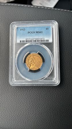 1913 $5 Indian Head Gold Half Eagle PCGS MS62