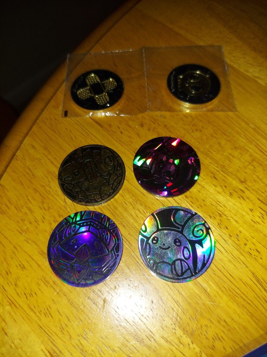 Pokemon TCG Ultra Gold Coins With Other Coins