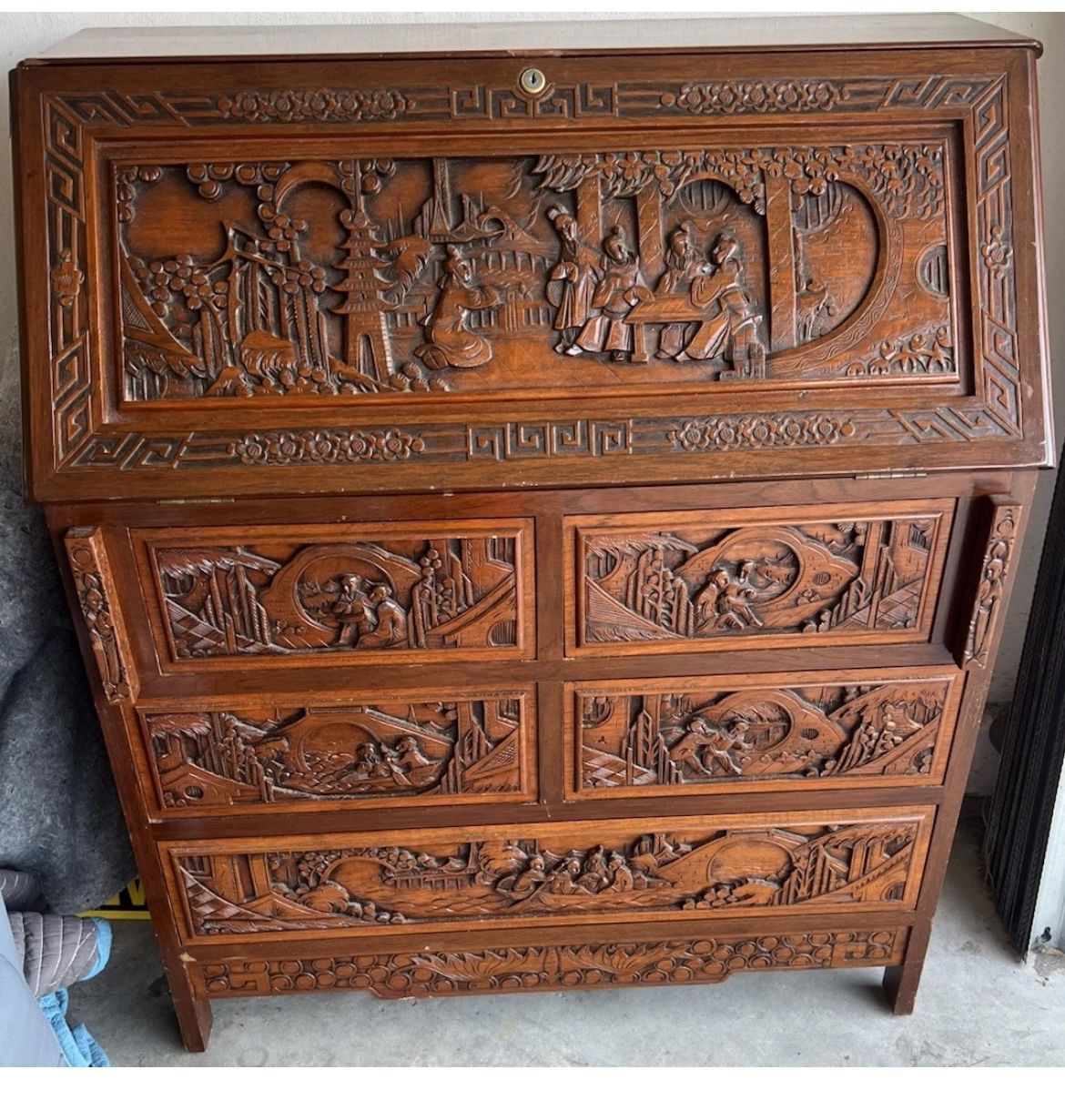 Antique Hand Carved Desk