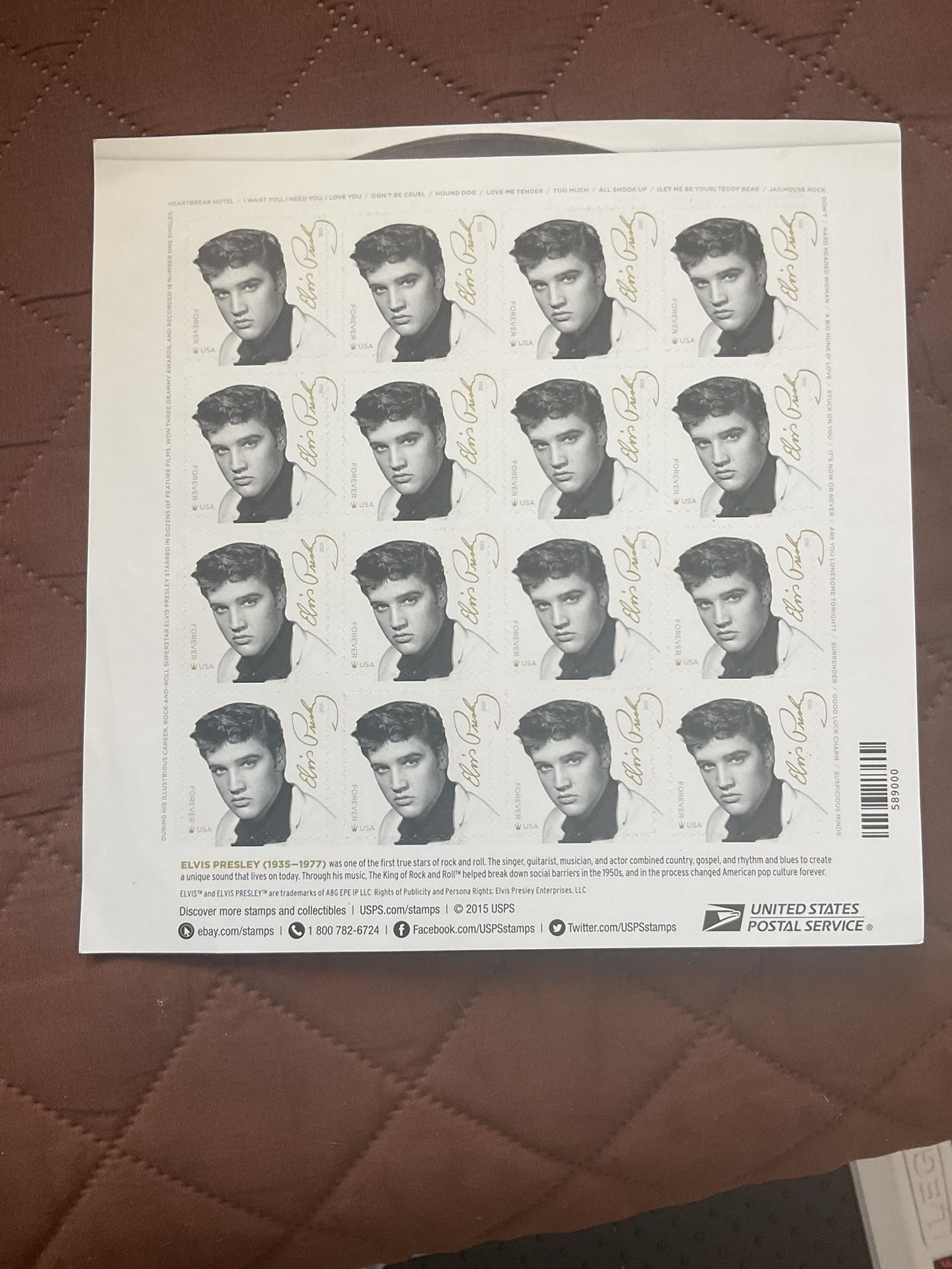 Elvis Presley USPS Forever Stamps.