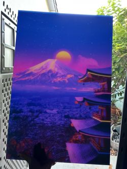 Gallery Panda Acrylic Wall Art Vaporwave Japanese Landscape Large Poster
