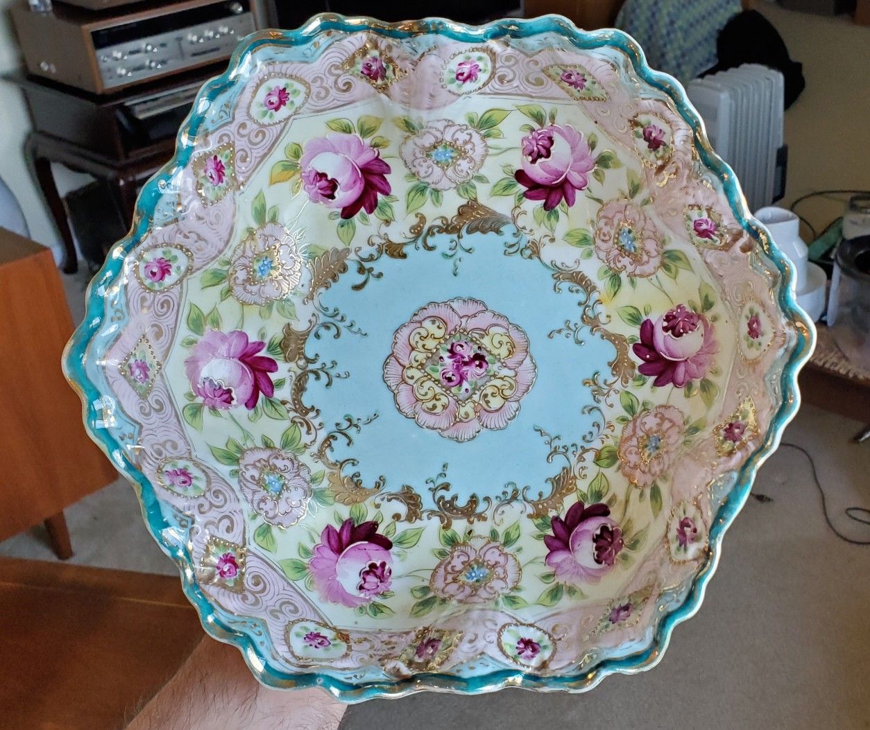 Antique Gilt Nippon Bowl Hand painted porcelain Gold Gilded