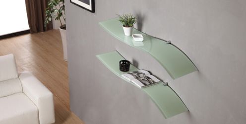 Frosted floating glass shelves contemporary