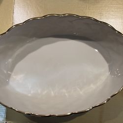 Lenox Porcelain Oval Basket Weave Design Dish