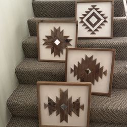 Boho Wood Wall Decor (set of 4)