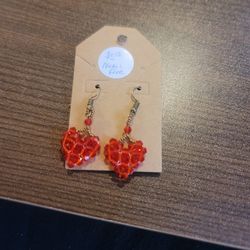 Red Heart Hand Made Earrings