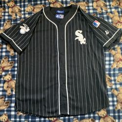 Rare Vintage 90s Starter Chicago White Sox Pinstripe Mlb Jersey Sz Xl
