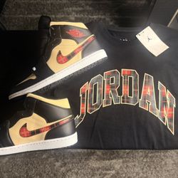 Air Jordan 1 Mid “Plaid Swoosh” + Plaid Jordan Shirt (BUNDLE)
