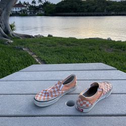 Vans Classic Slip-On Checkerboard Shoes Orange