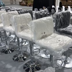 Bar Stools X-Large - Square PU Leather Adjustable Counter Height Swivel Stool Armless Chairs, $45/ea