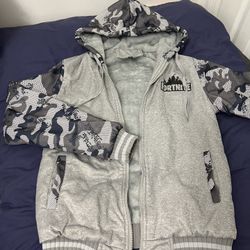 Men Winter Jacket with Fleece Lining – Warm Hoodie Coat, Full Zip, Gray