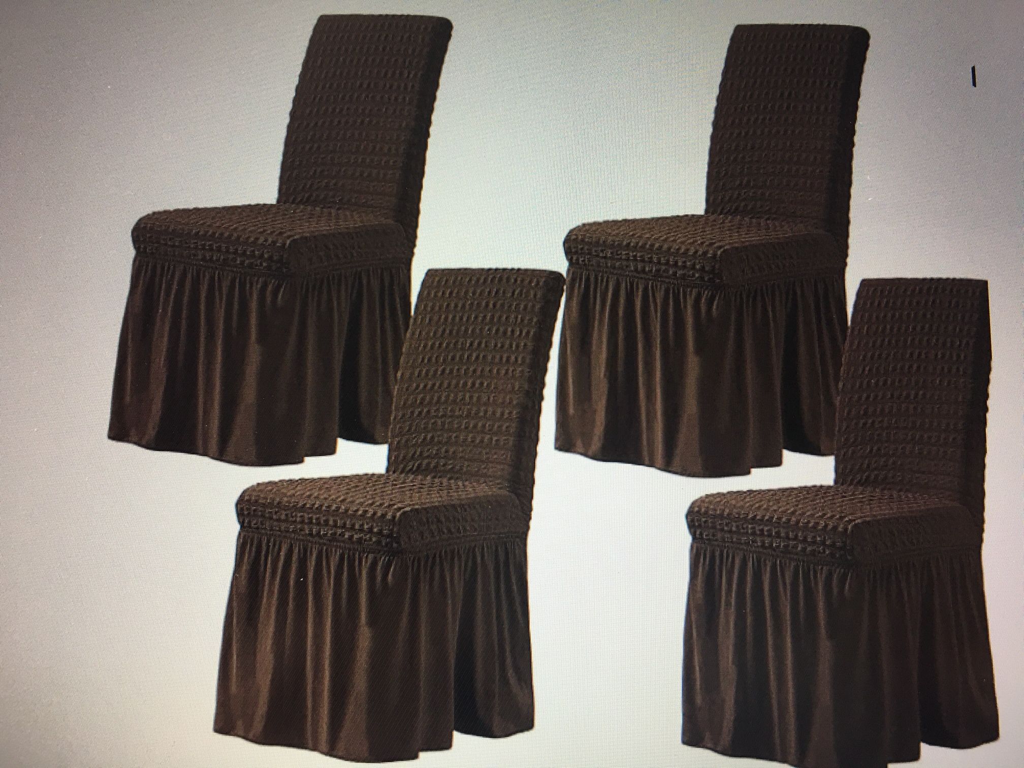 Dinning Chair Covers with Attached Skirt  Total 8 Pieces 