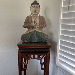 $125 - Very Versatile Chinese Mahogany Handcrafted Stand Purchased In Hong Kong.  Free Asian vase with purchase of stand.